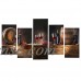 Girl12Queen 5 Pcs/Set Red Wine Cup Oil Painting Canvas Art Wall Room Decor Unframed Gift   